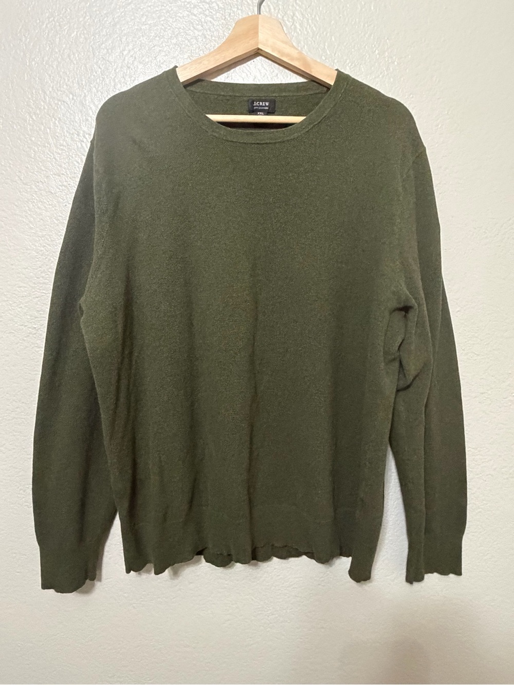 J.CREW Olive Cashmere Cotton Crewneck Pullover Sweater Men's XXL Career